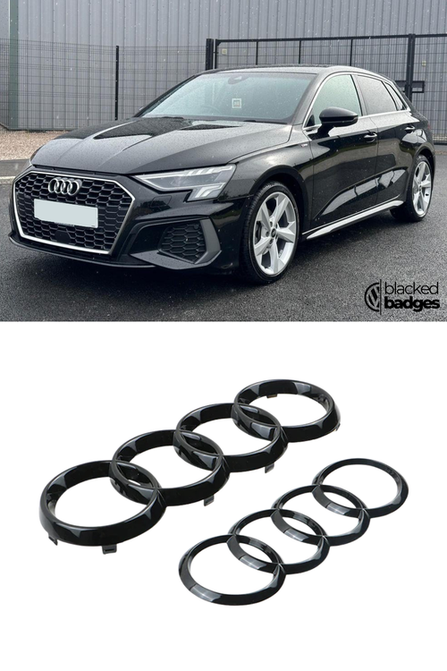Audi A3 / S3 / RS3 8y (2020–2023) Black Front & Rear Badge Set