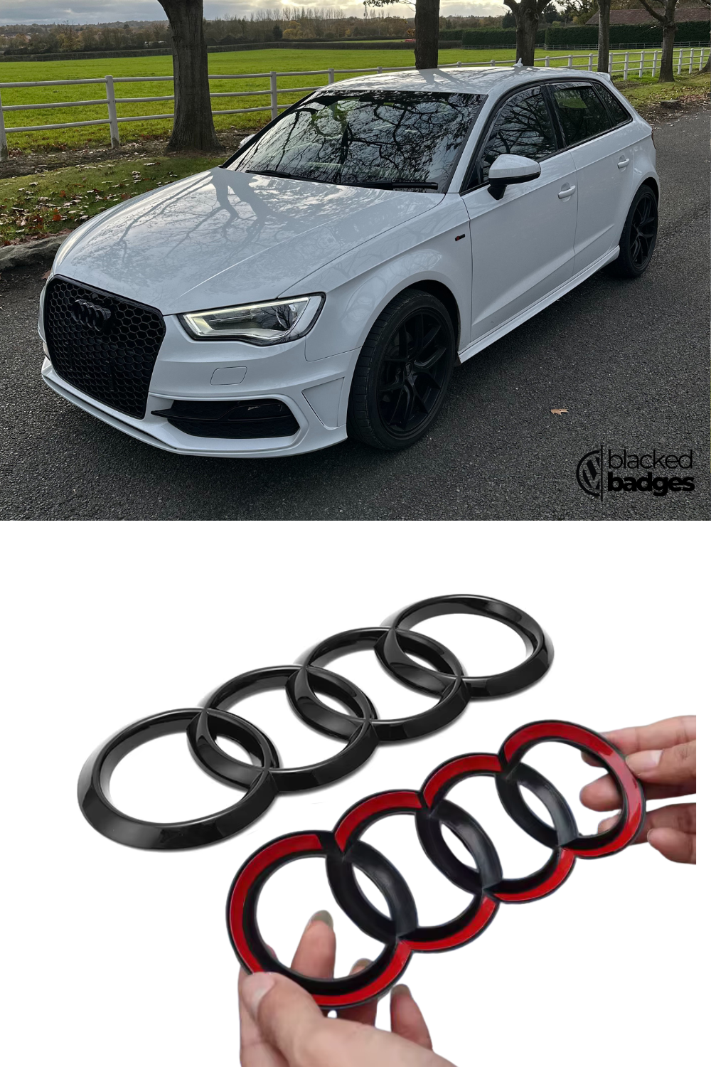 Audi A3/S3/RS3 Front + Rear Overlay Badges  (2003 - 2019)