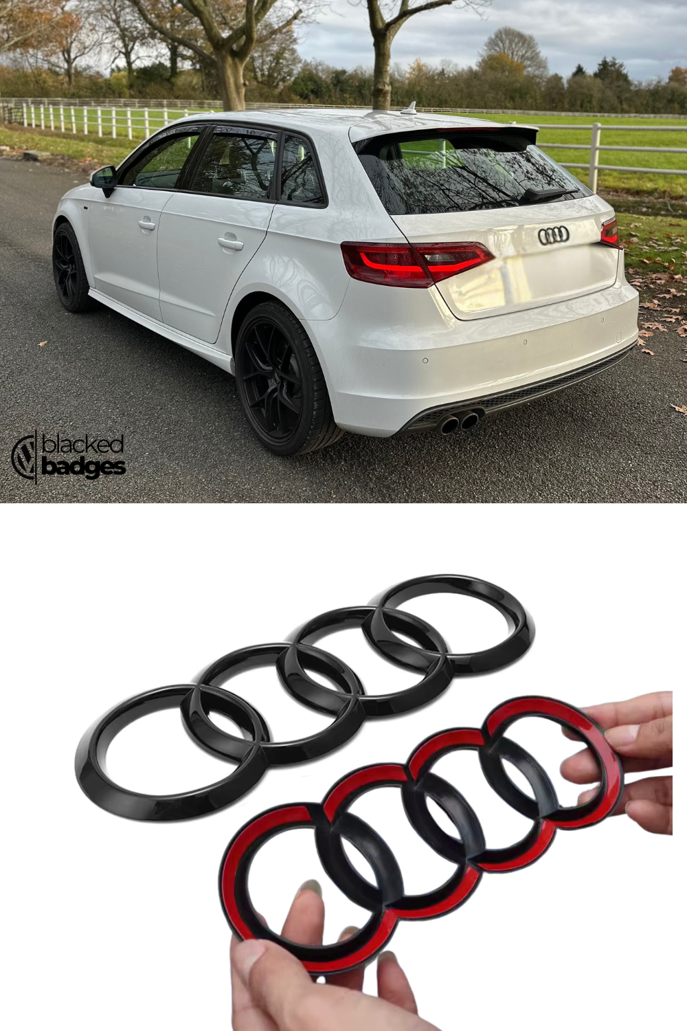 Audi A3/S3/RS3 Front + Rear Overlay Badges  (2003 - 2019)