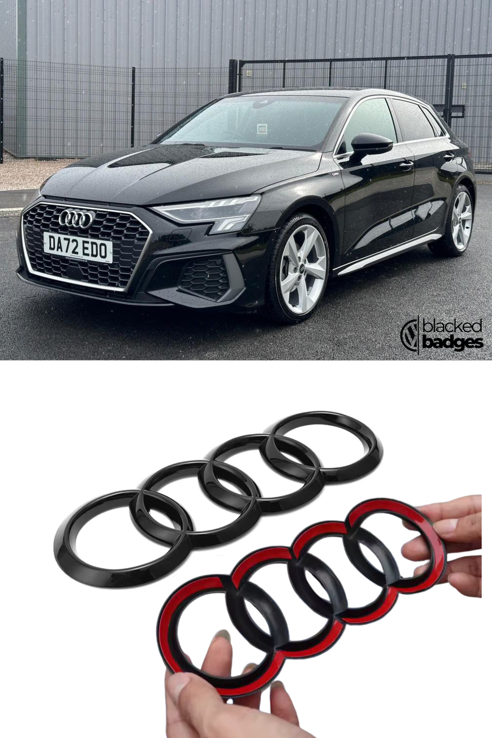 Audi A3/S3/RS3 2020 - 2023 Front + Rear Overlay Badges