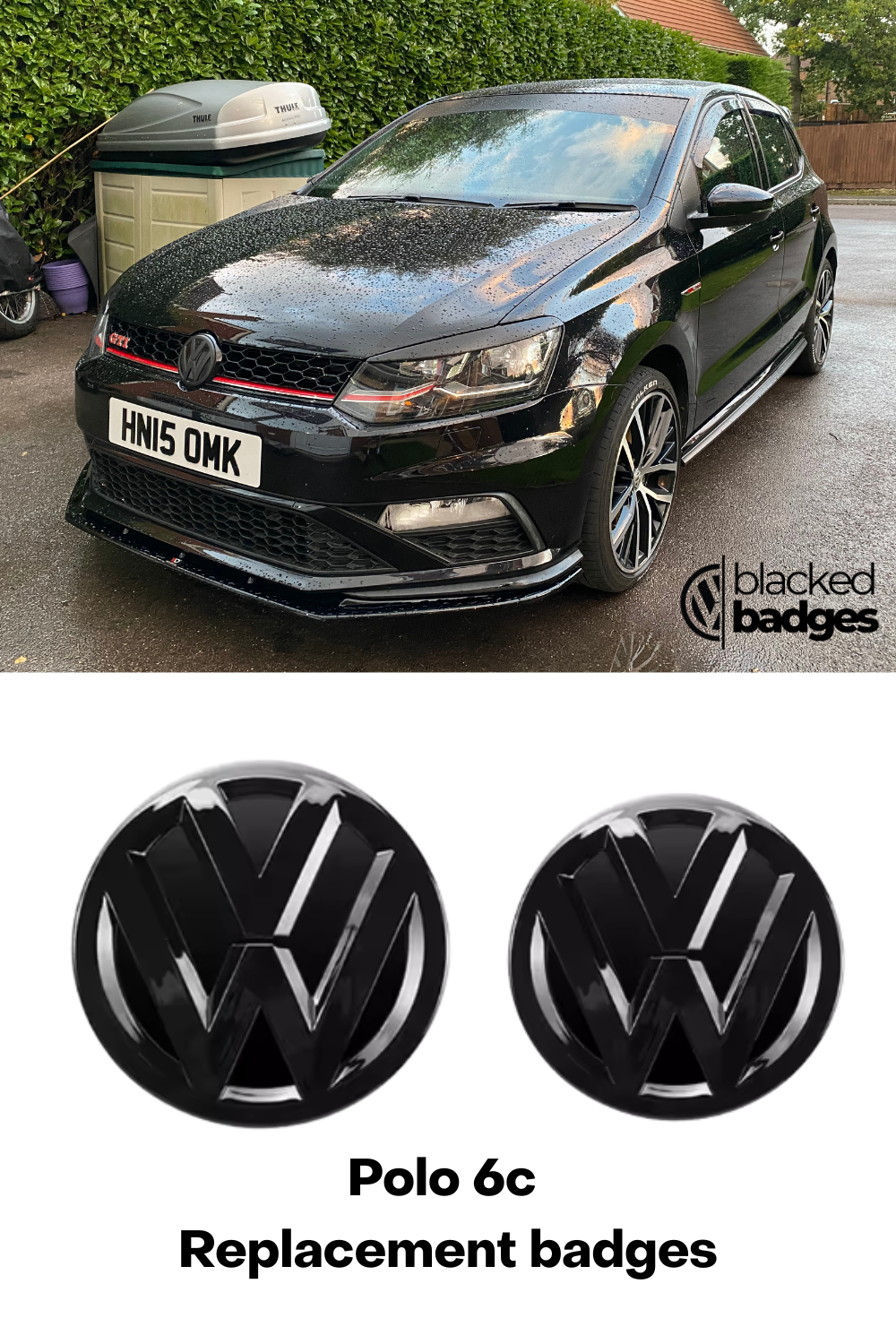 VW POLO 6R/6C Gloss Black Replacement Badges - Front + Rear