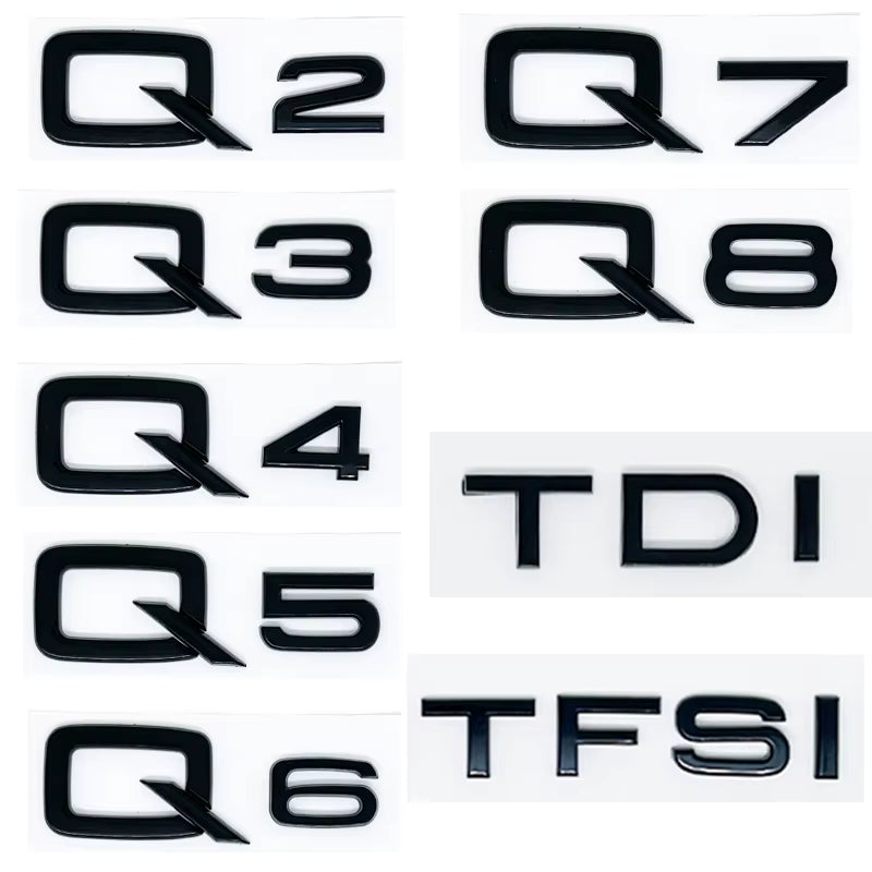 Audi Q2 - Q8 Badges - Gloss Black