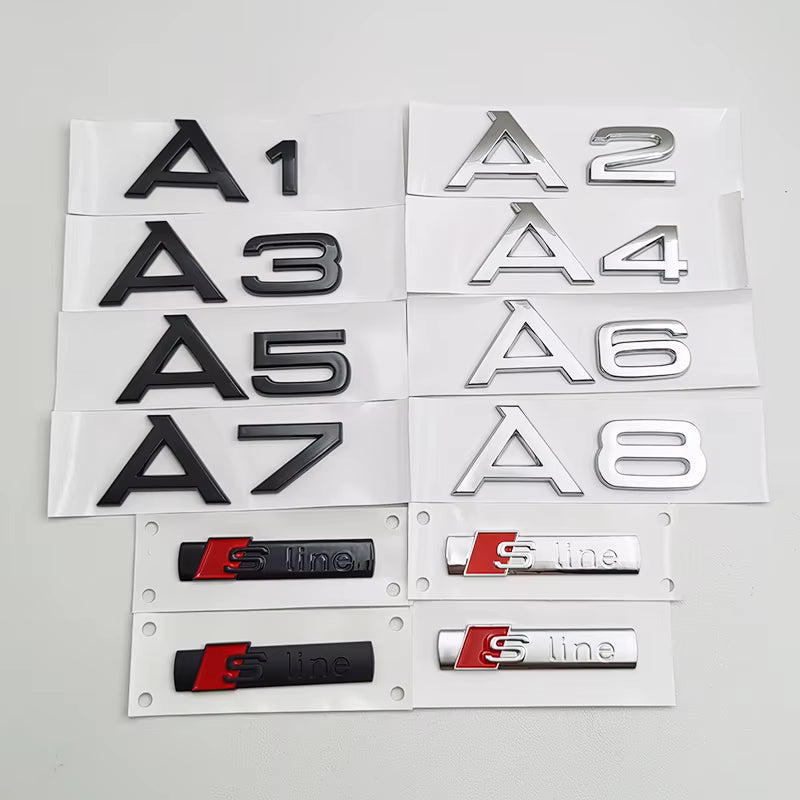 Audi A1 - A8 Gloss Black / Chrome Badges + S-Line