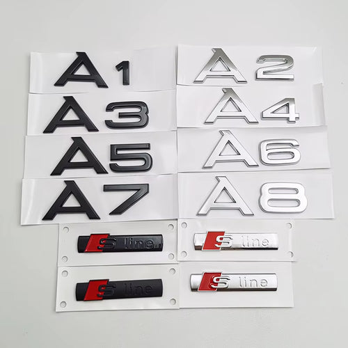 Audi A1 - A8 Gloss Black / Chrome Badges + S-Line