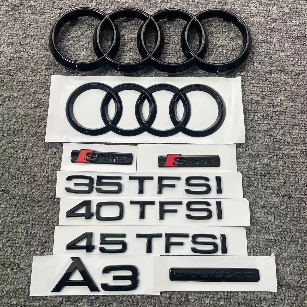 Audi A3 Full Badge Set Gloss Black (2010 - 2019)