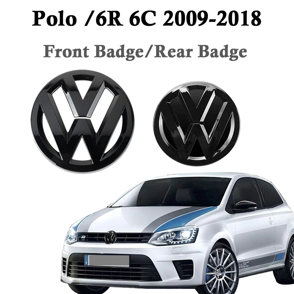 VW POLO 6R/6C Gloss Black Replacement Badges - Front + Rear