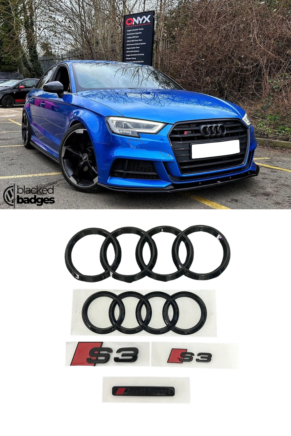Audi S3 Full Badge Set Gloss Black (2010 - 2019)