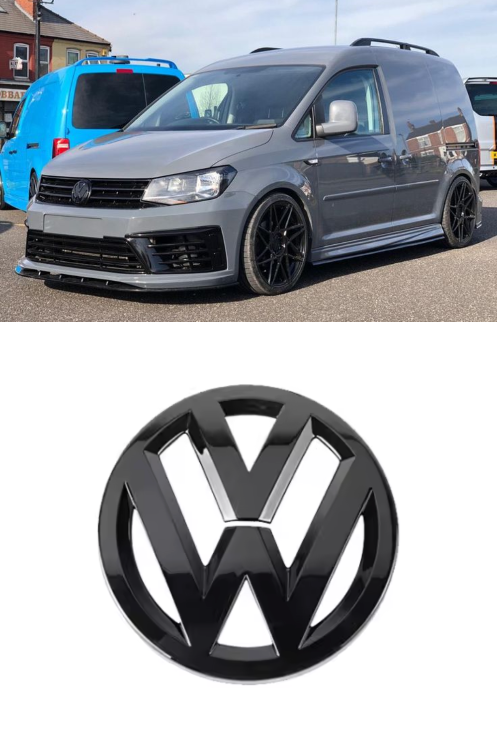 VW Caddy (2010–2020) Front & Rear Gloss Black Replacement Badge Se